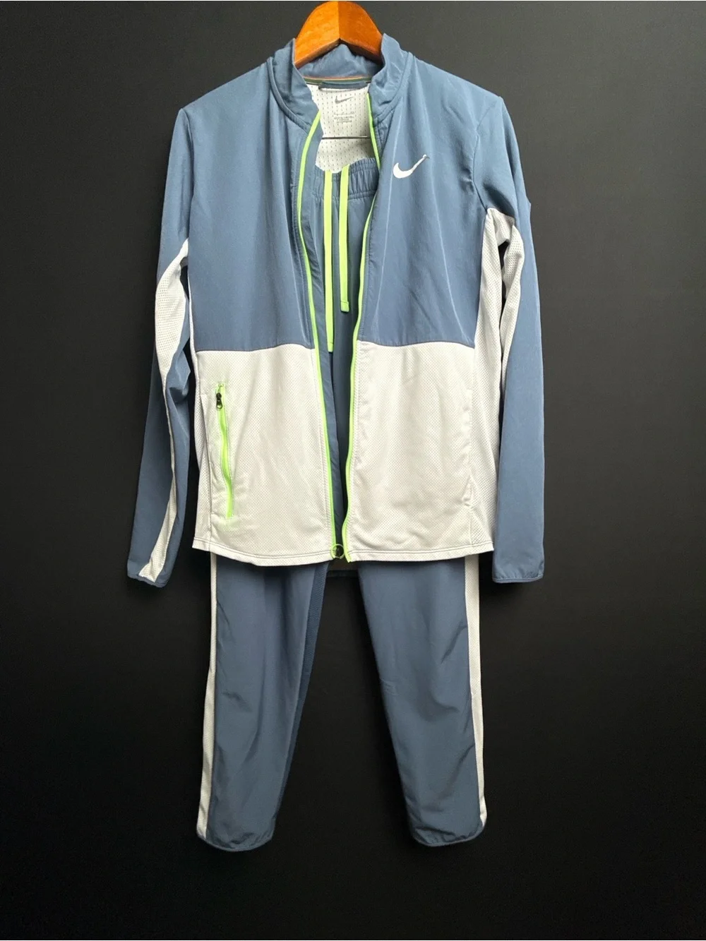Teen Nike Slate Blue and White Track Jacket with Neon Accent - Picture 2 of 9